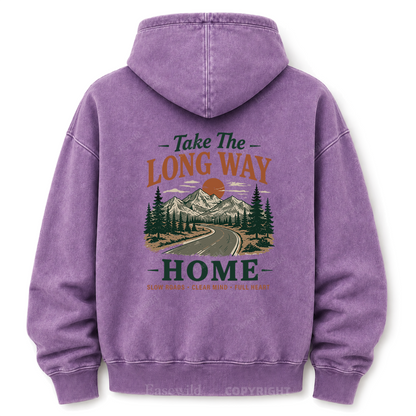 Take the Long Way Home  Washed Graphic Hoodie