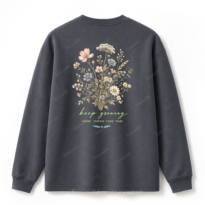 Langarmshirt mit „Keep Growing Wildflower Graphic“-Aufdruck