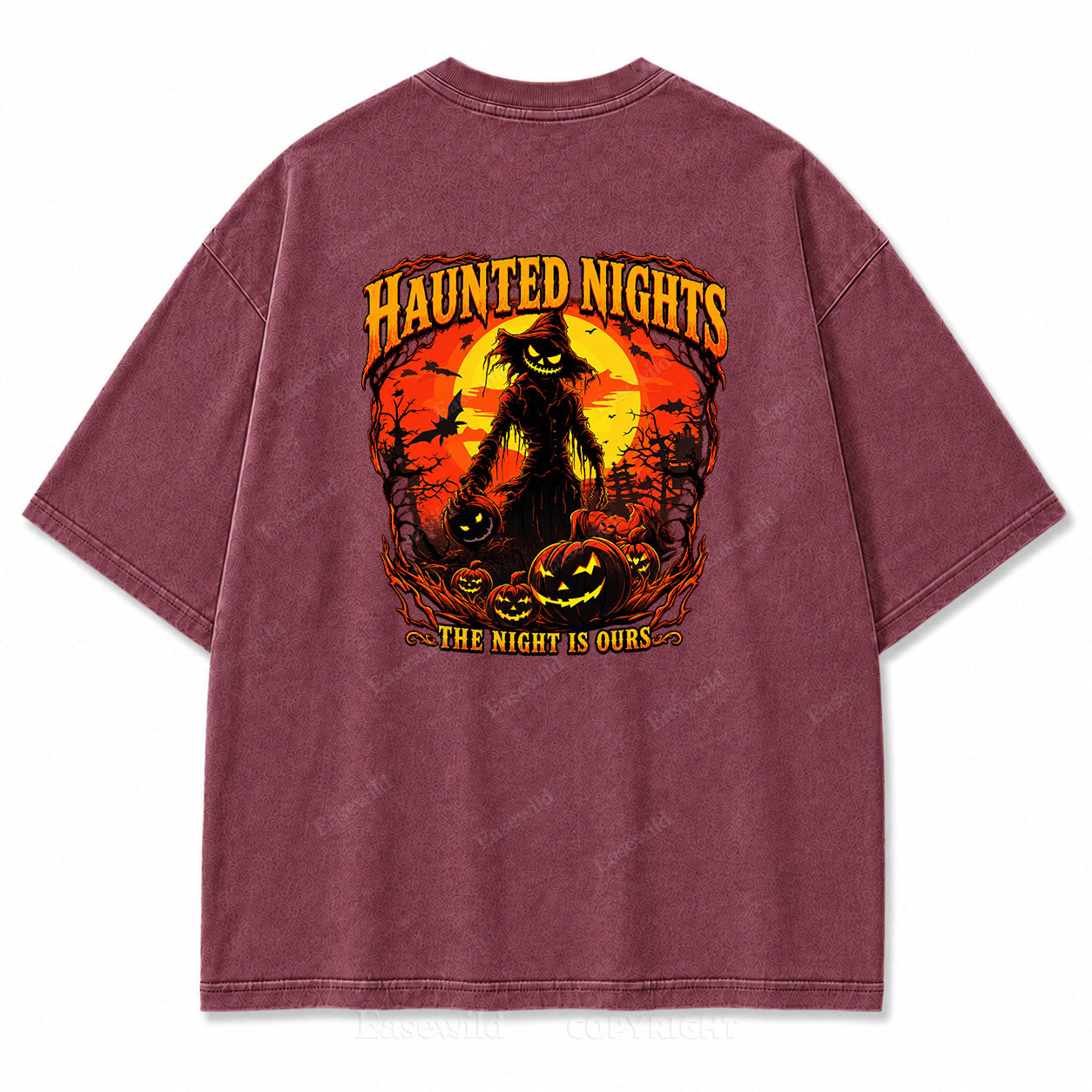 Haunted Nights Halloween Washed Graphic Tee