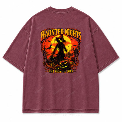 Haunted Nights Halloween Washed Graphic Tee