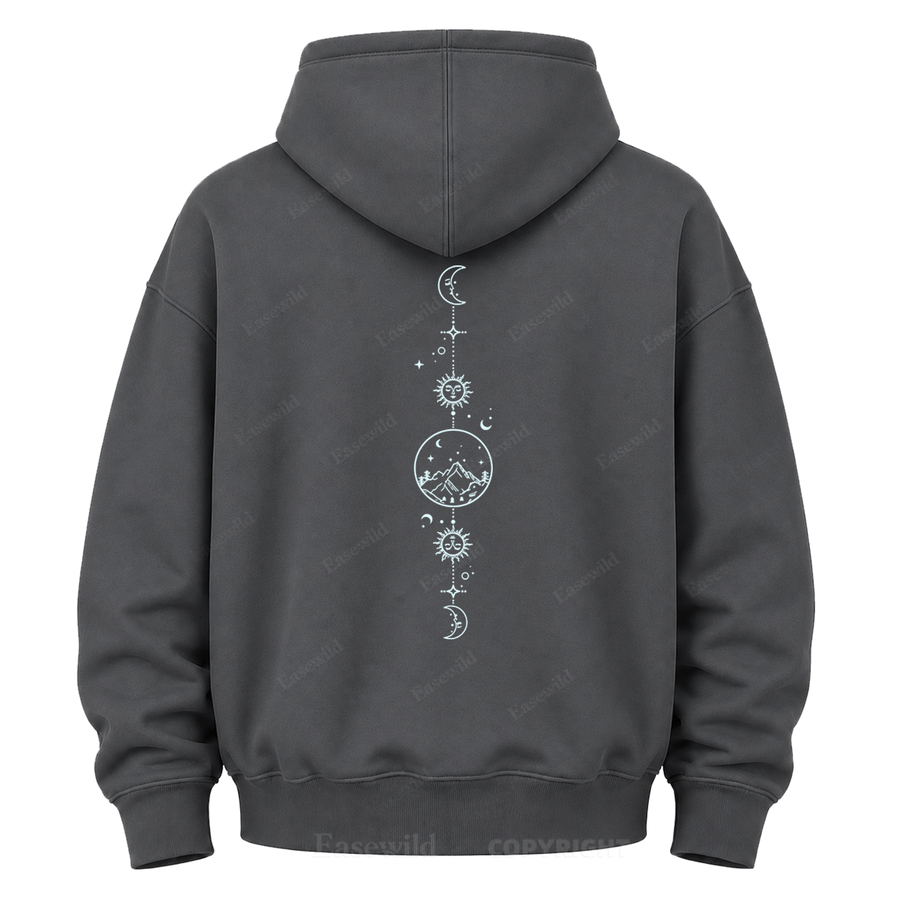 Celestial Mountain Sun & Moon Graphic Hoodie