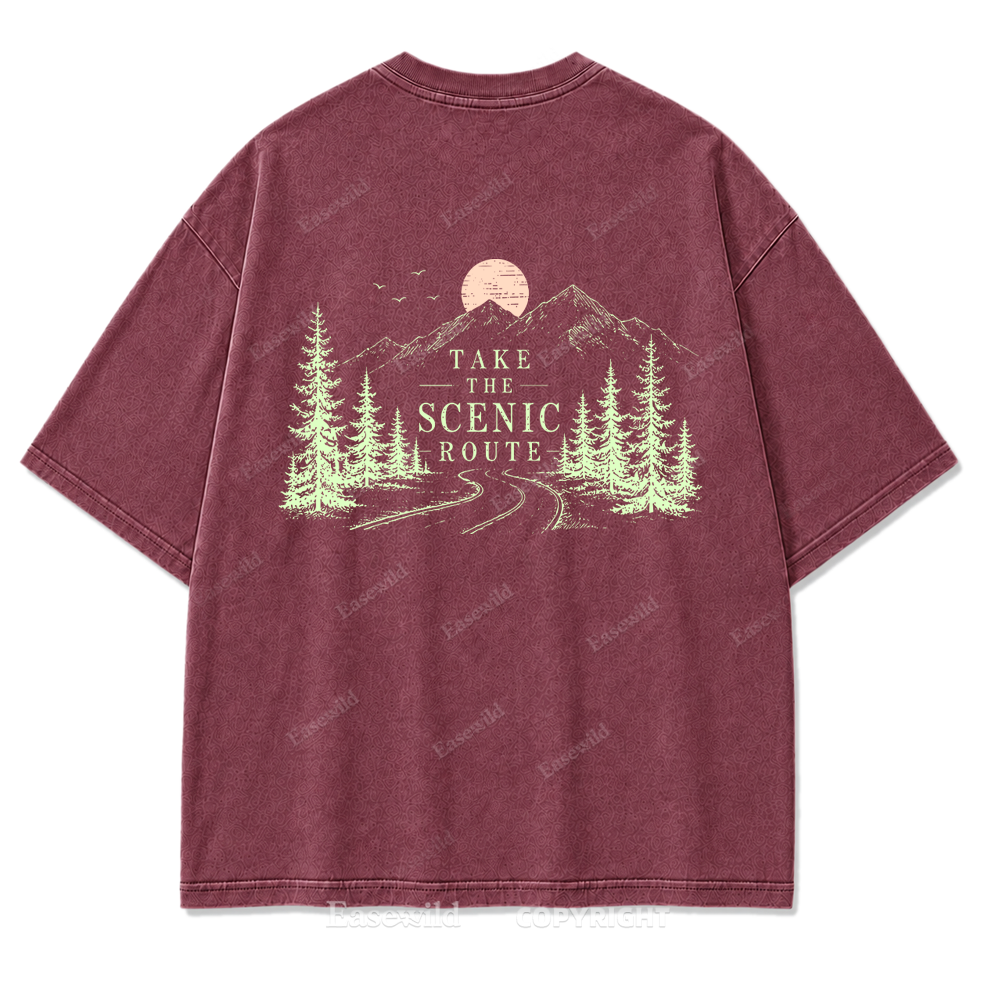 Take The Scenic Route Minimal Washed Print Tee