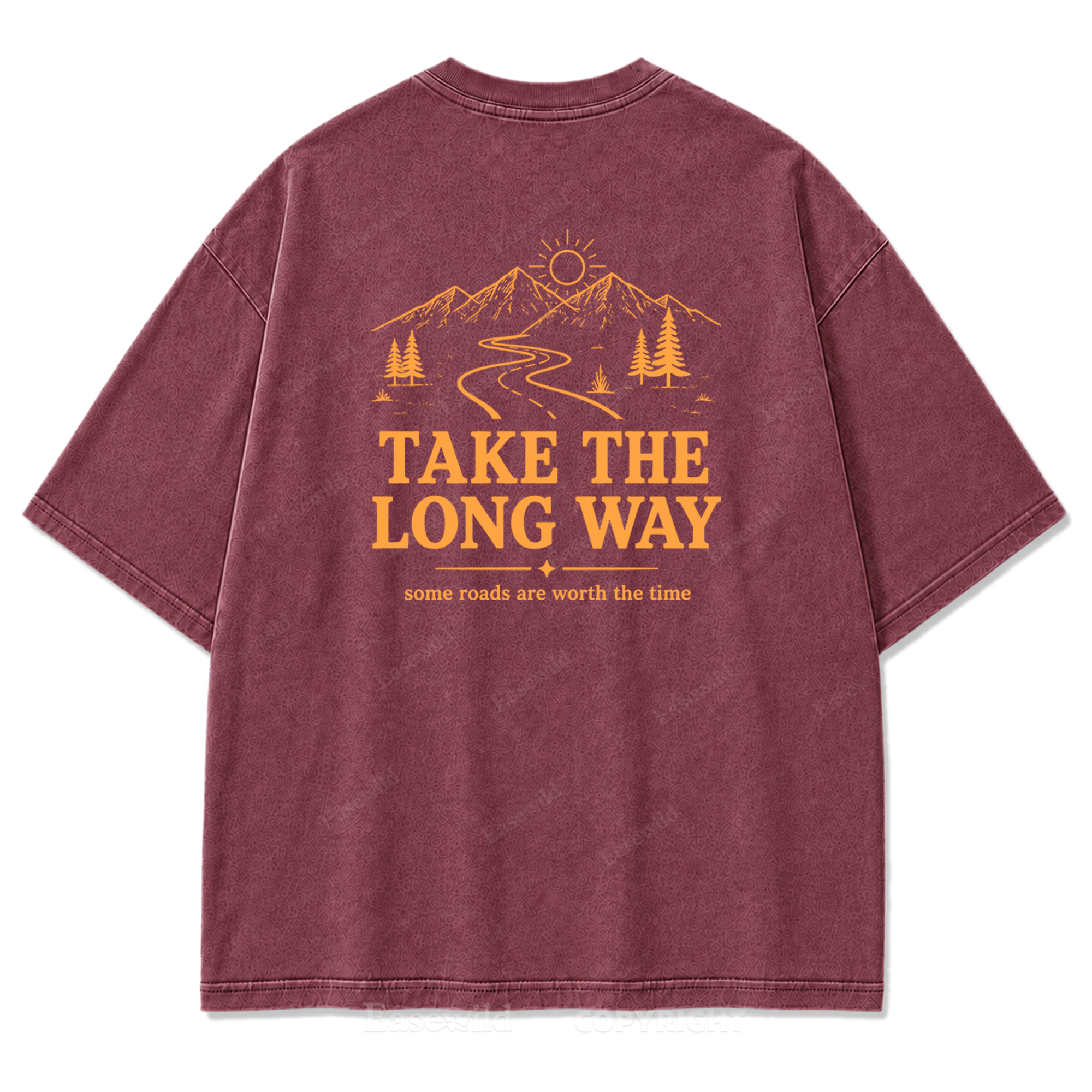 Take the Long Way Mountain Washed Print Tee