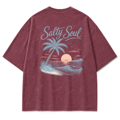 Salty Soul T-Shirt mit Küsten-Print im Used-Look