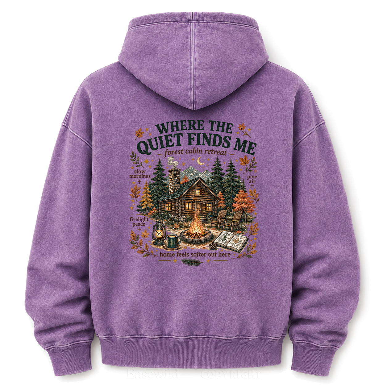 Where the Quiet Finds Me Cabin Washed Graphic Hoodie