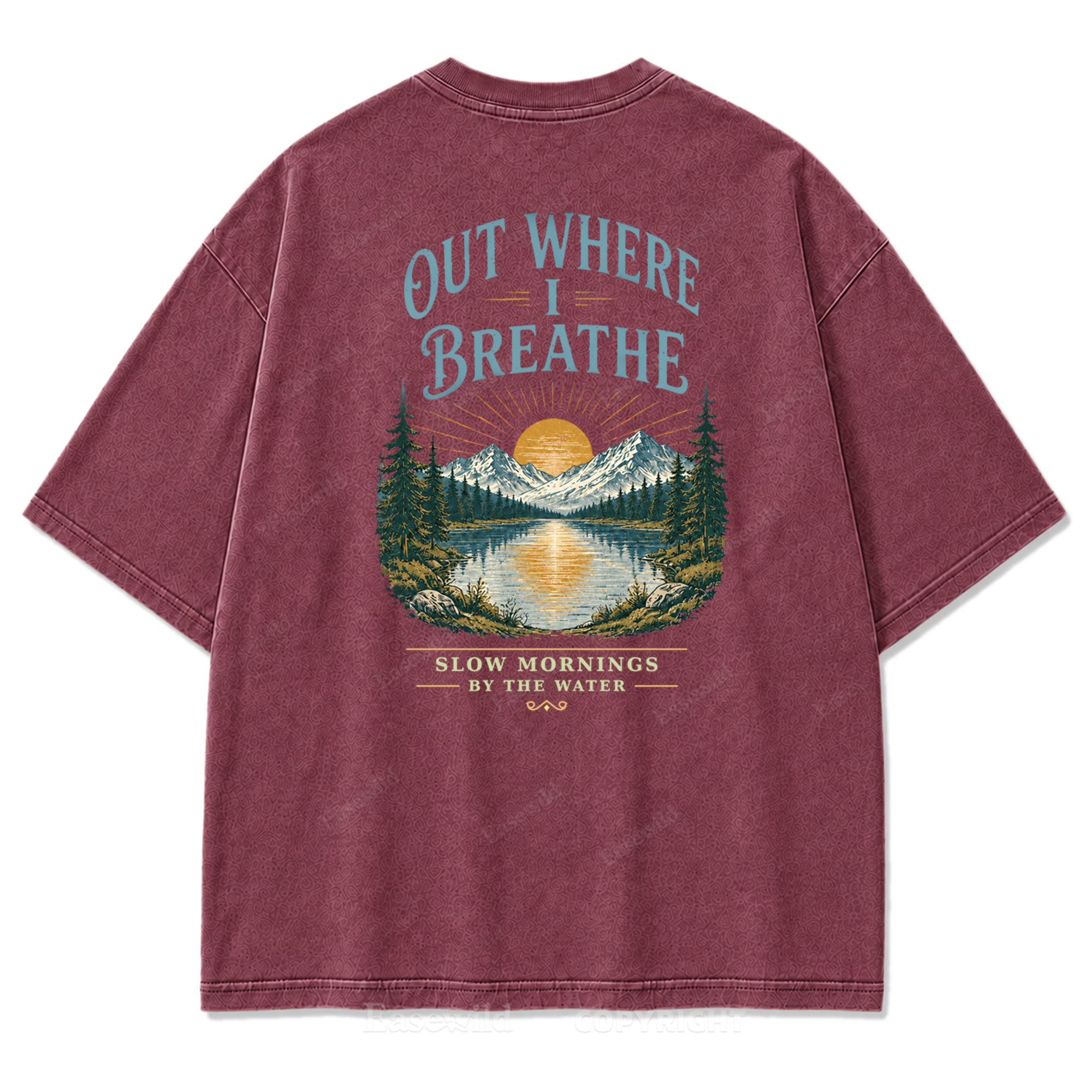 T-Shirt „Out Where I Breathe“ mit gewaschenem Print