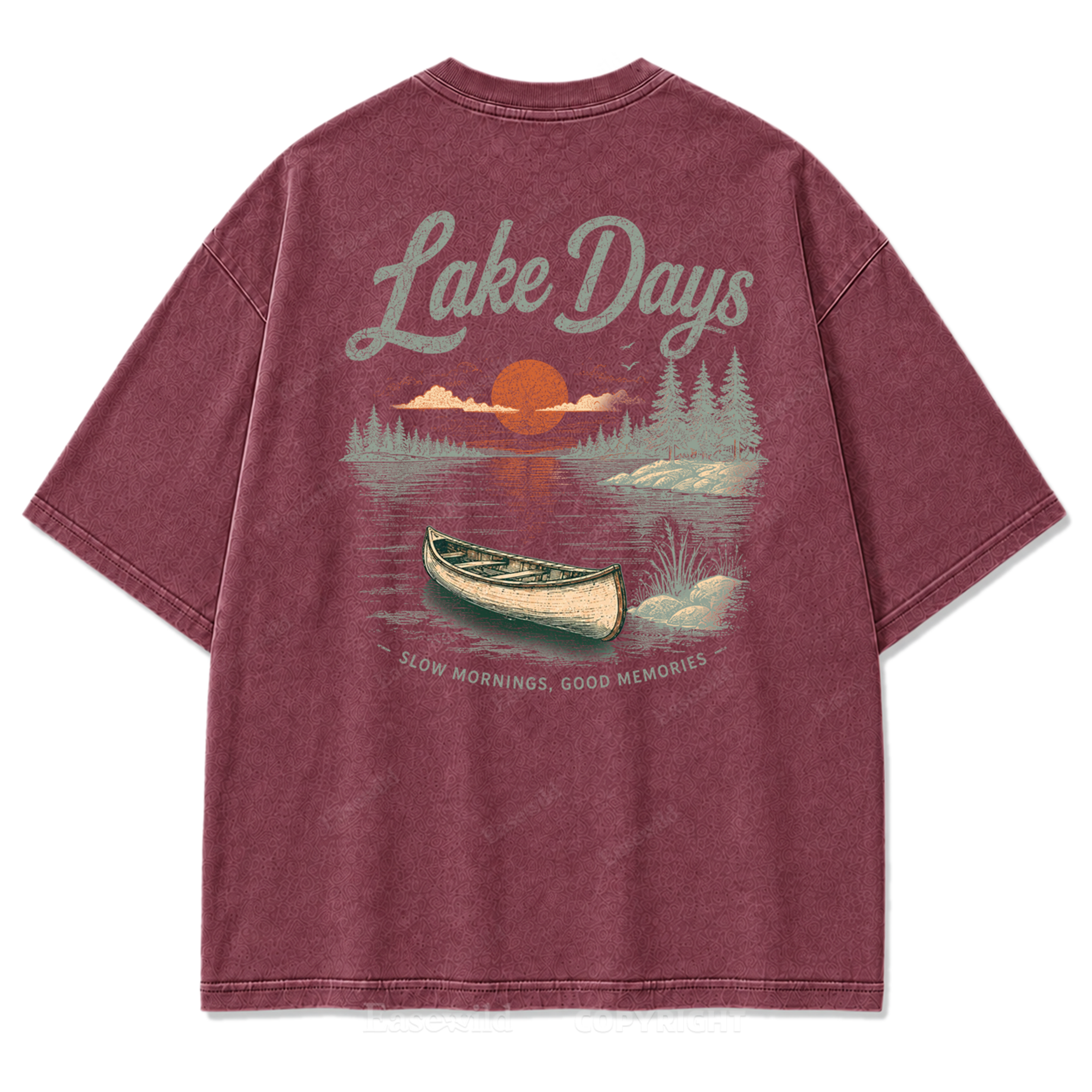 Lake Days Slow Mornings Graphic Washed T-Shirt