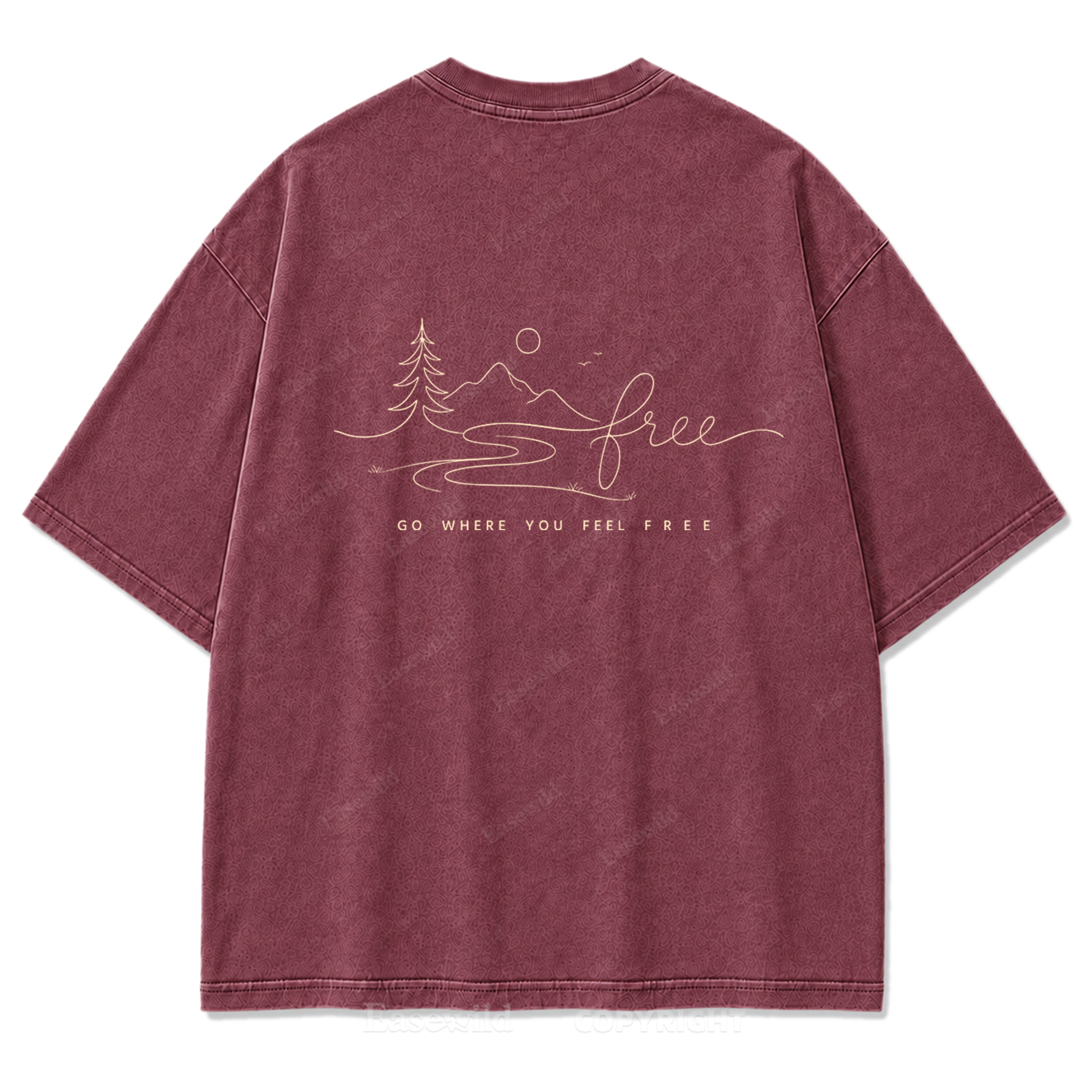 Go Where You Feel Free Mountain Washed Print Tee