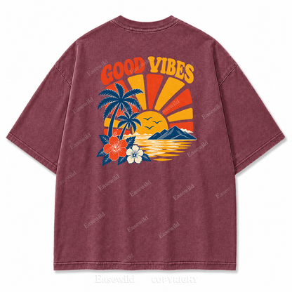Retro Beach Sunset Oversized Graphic Tee