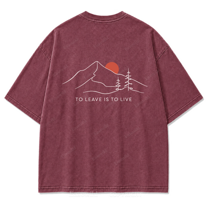 To Leave Is To Live Mountain Graphic Washed T-Shirt