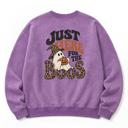 Just Here For The Boos Halloween Ghost Washed Sweatshirt