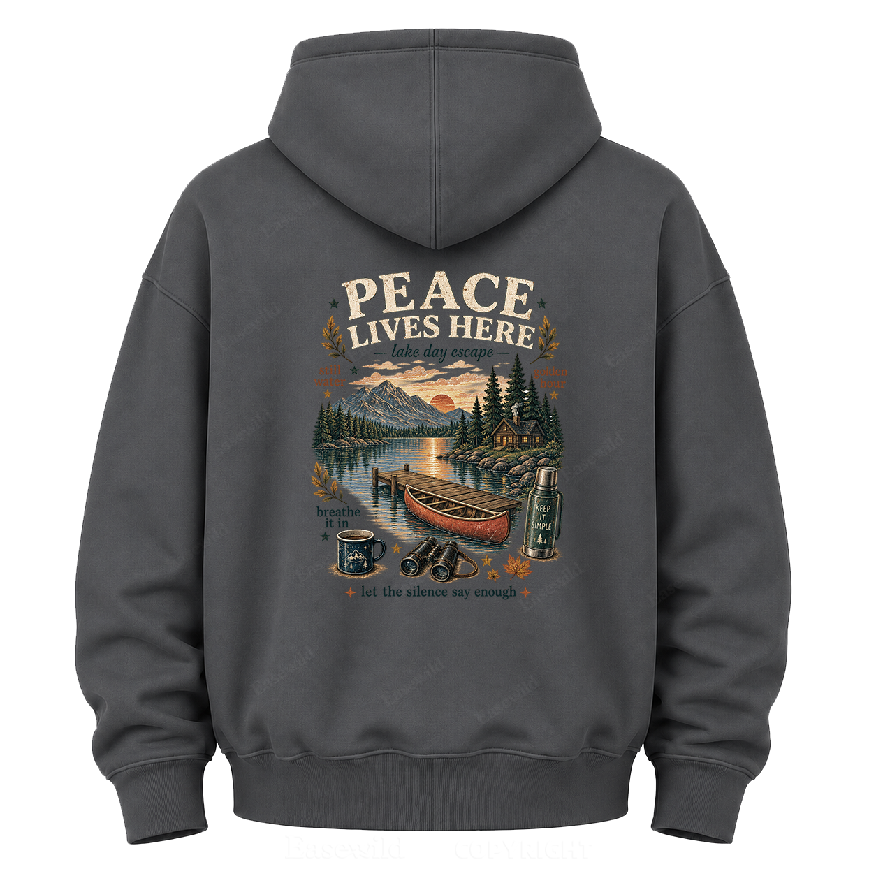 Peace Lives Here Lake Escape Graphic Hoodie