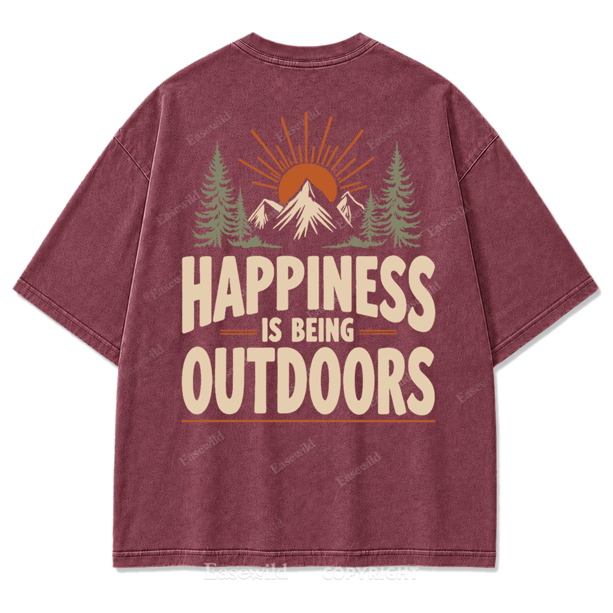 Happiness Lives Outside Washed Print Tee