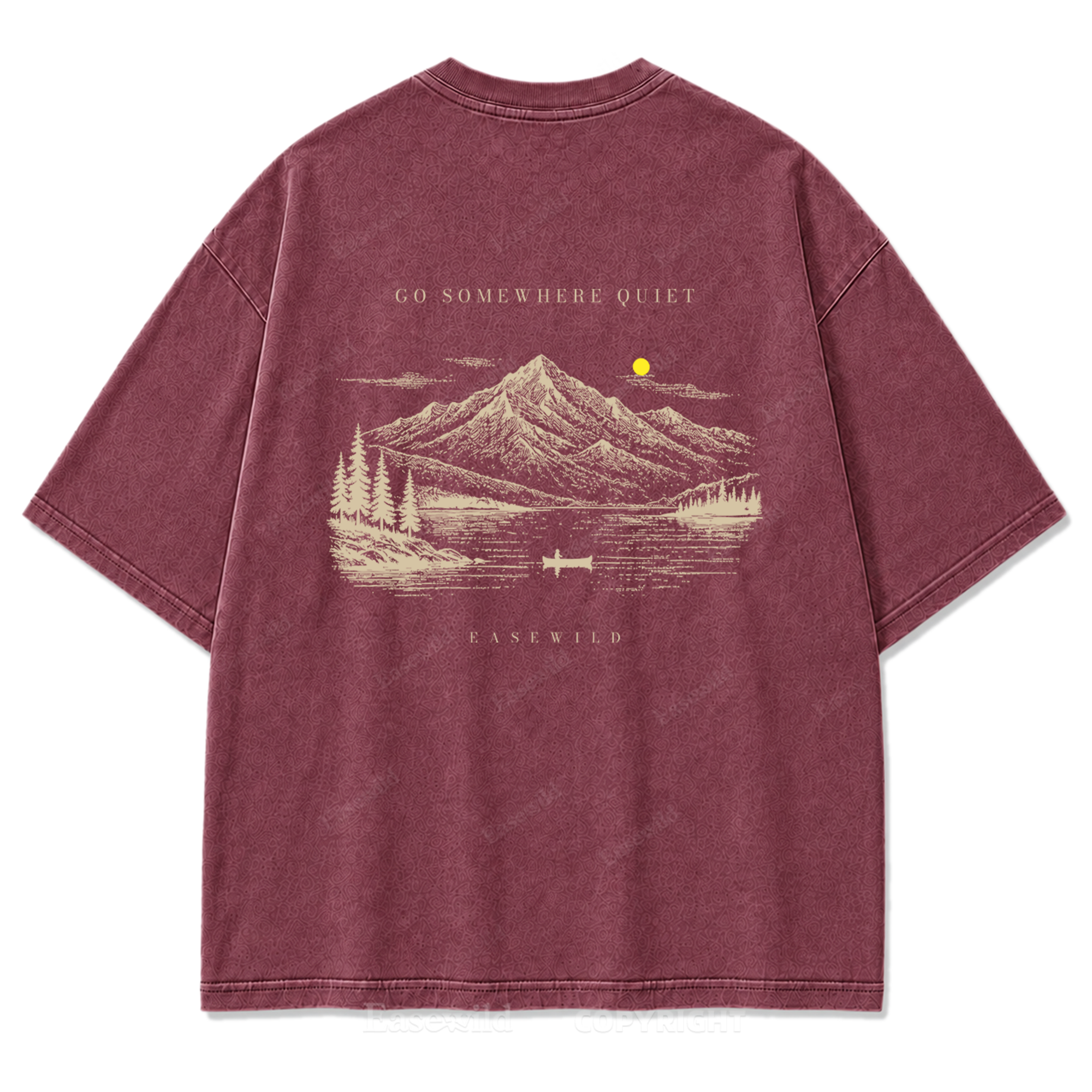 T-Shirt mit gewaschenem Druckmotiv „Ruhiger Alpensee“