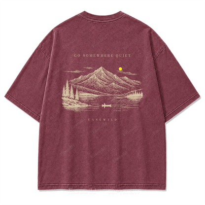 T-Shirt mit gewaschenem Druckmotiv „Ruhiger Alpensee“