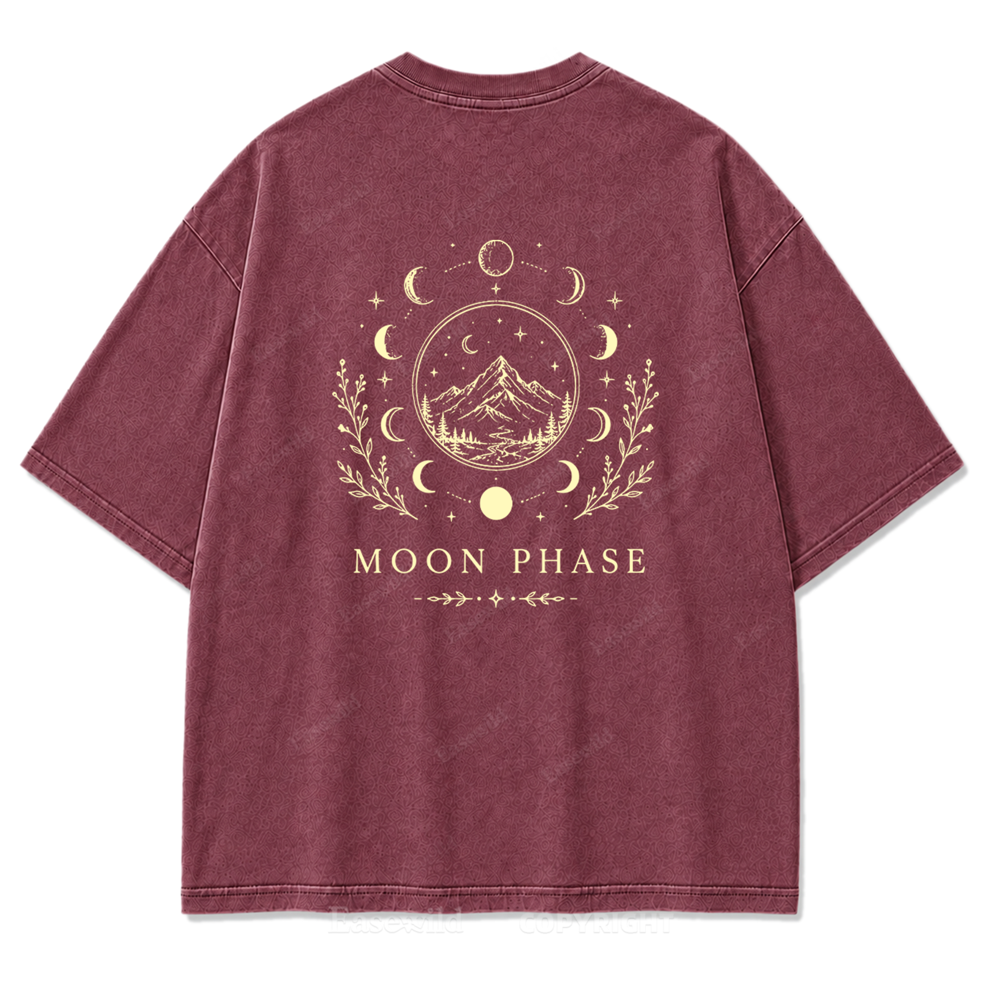 Moon Phase Mountain Washed Print Tee