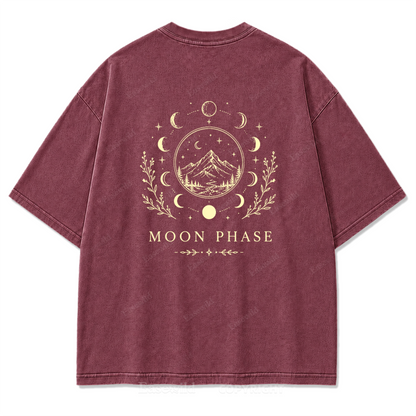 Moon Phase Mountain Washed Print Tee