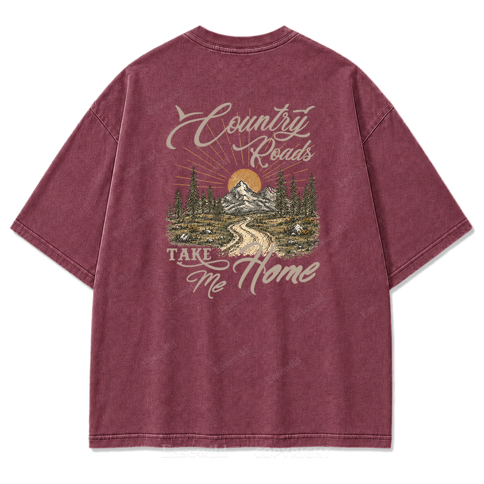 Country Roads Take Me Home T-Shirt mit Washed Print