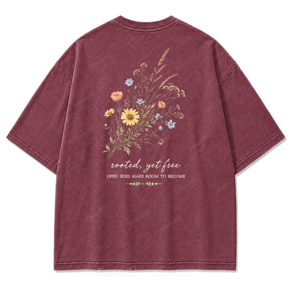 Rooted Yet Free Washed Print Tee