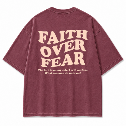 Faith Over Fear Oversized Christian Graphic Tee