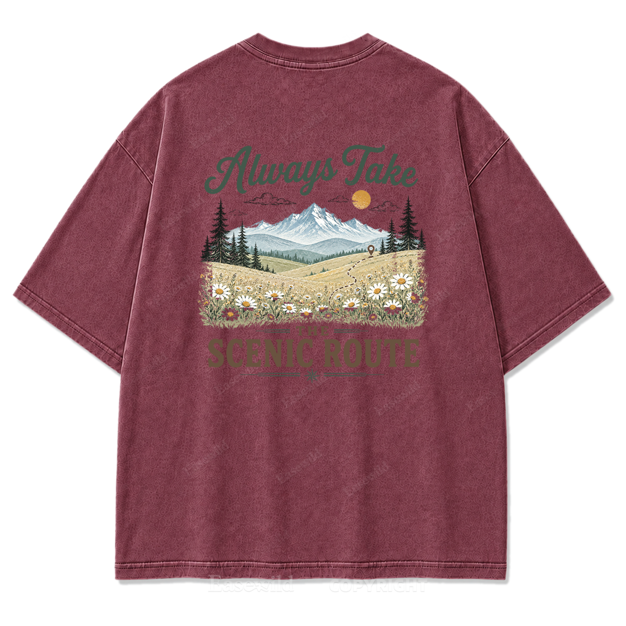 Always Take the Scenic Route Washed Print Tee