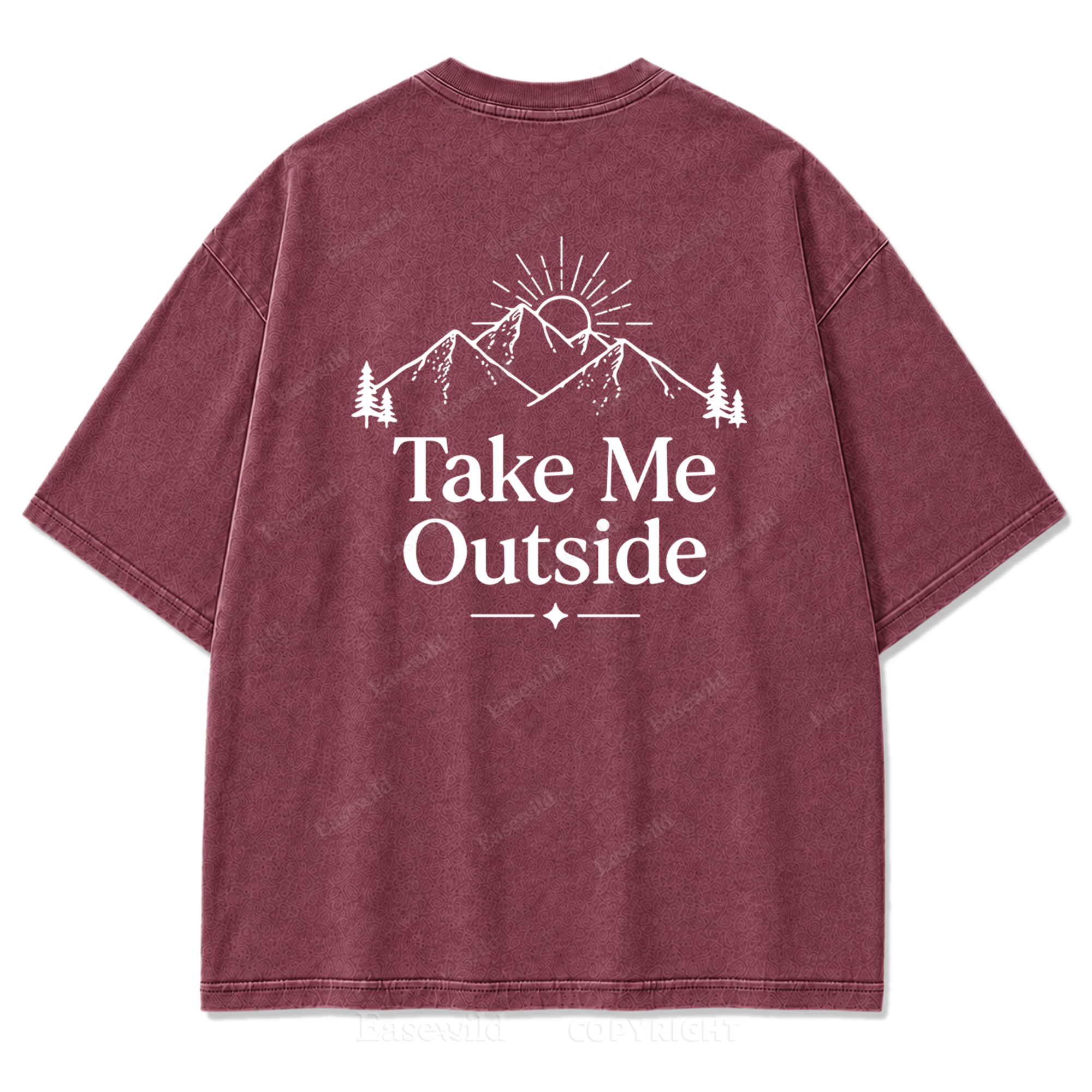 Take Me Outside Minimalist Mountain Washed Print Tee