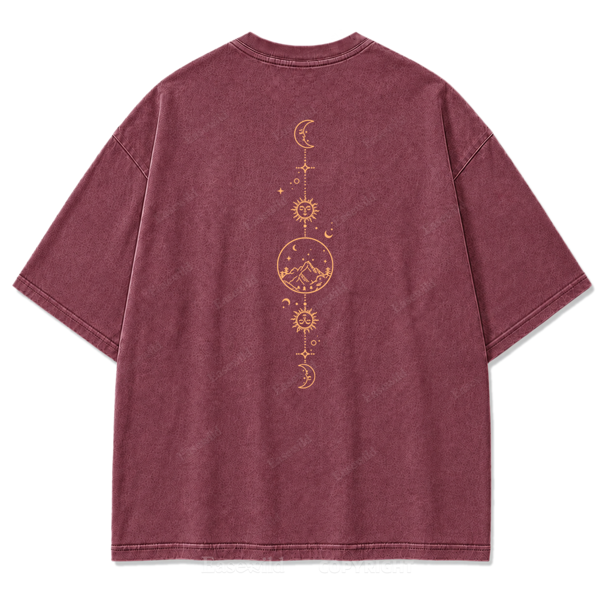 Celestial Balance Mountain Moon Washed Print Tee