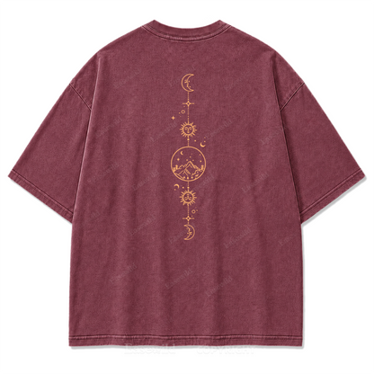 Celestial Balance Mountain Moon Washed Print Tee