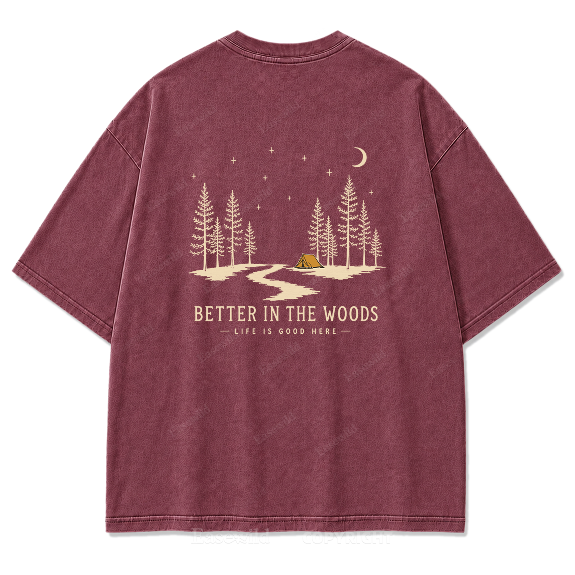 Better in the Woods Camping Washed Print Tee