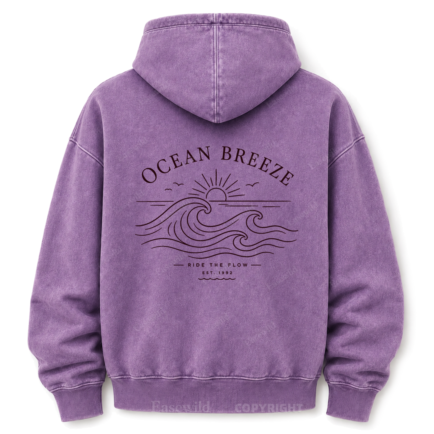 Ocean Breeze Wave Washed Graphic Hoodie