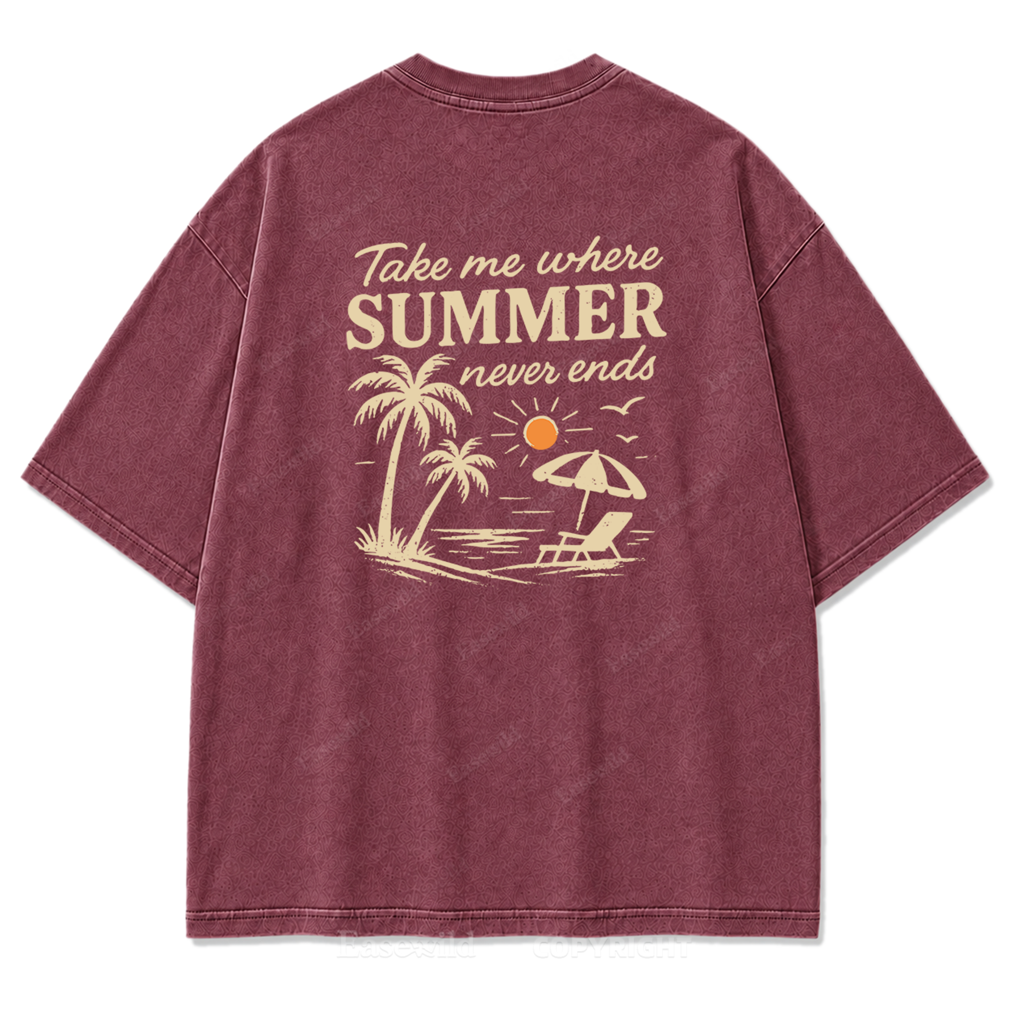 Summer Never Ends T-Shirt mit Strand-Print-Waschung