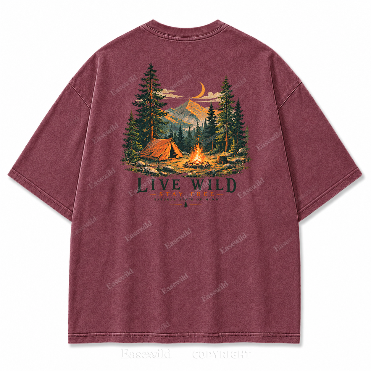 Live Wild Stay Free Vintage Camping PrintTee