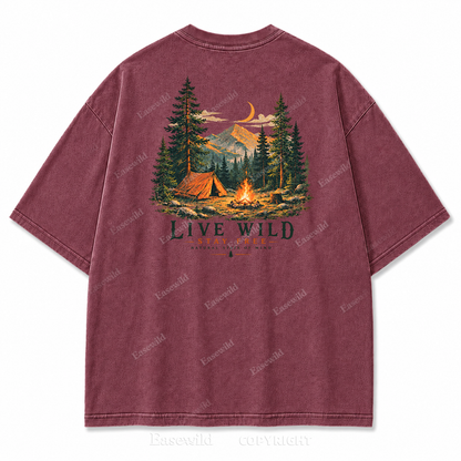Live Wild Stay Free Vintage Camping PrintTee