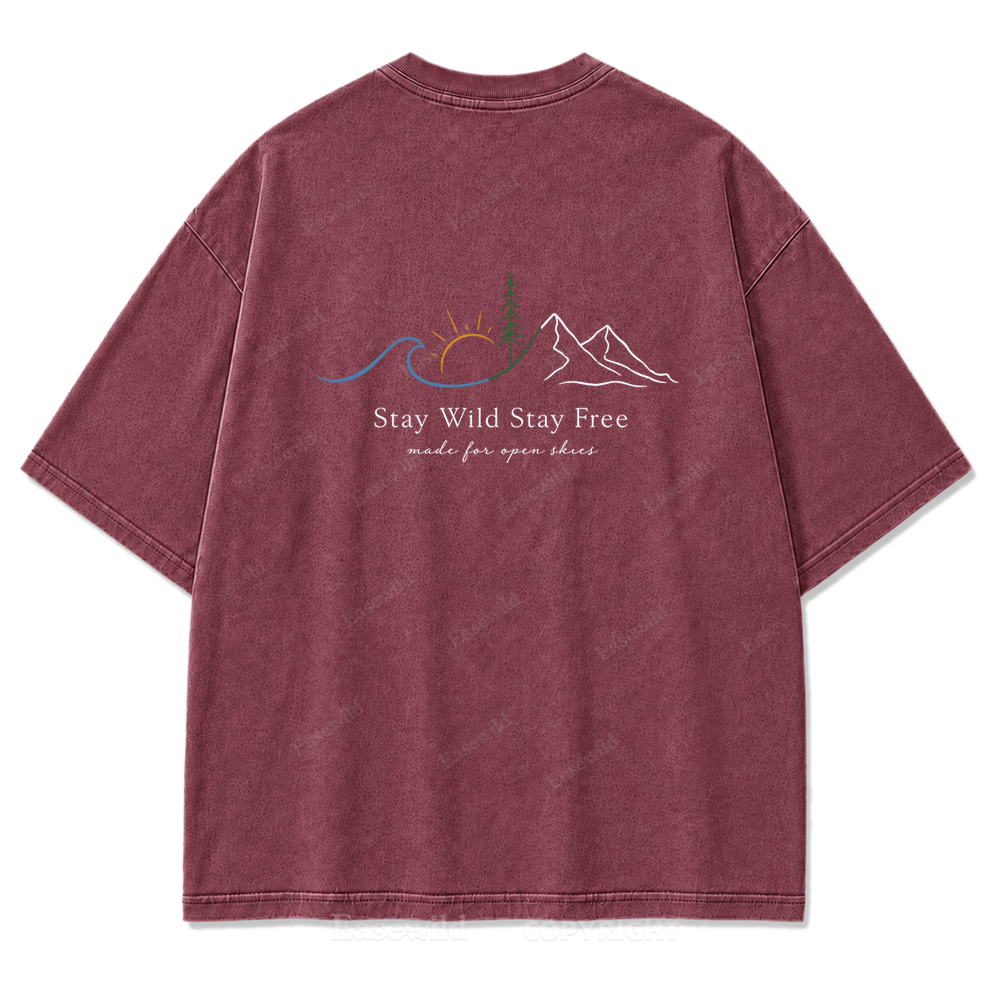 Stay Wild Stay Free Horizon Washed Print Tee