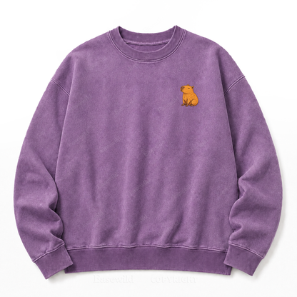 Nothing Urgent Here – Cozy Capybara Washed Sweatshirts