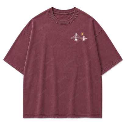 T-Shirt mit Kalifornien-Umriss in verwaschenem Druck