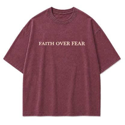 Faith Over Fear Oversized Christian Graphic Tee