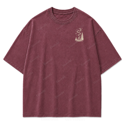 T-Shirt mit gewaschenem Aufdruck „Slow Day Open Skies“