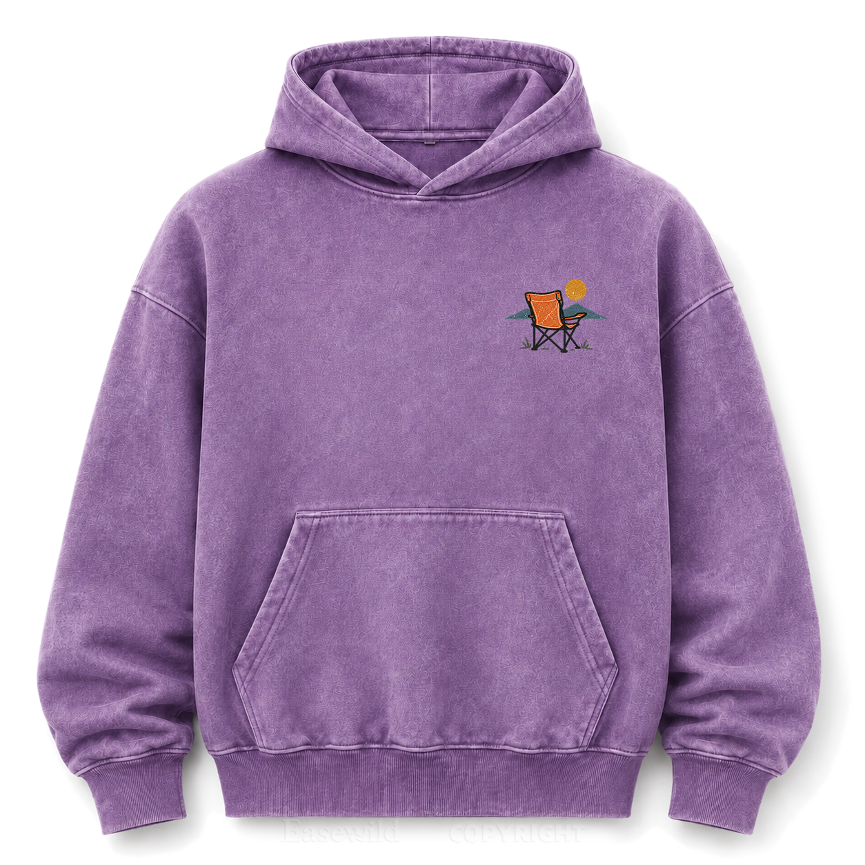 Vintage Camping Sunset Back Print Washed Graphic Hoodie