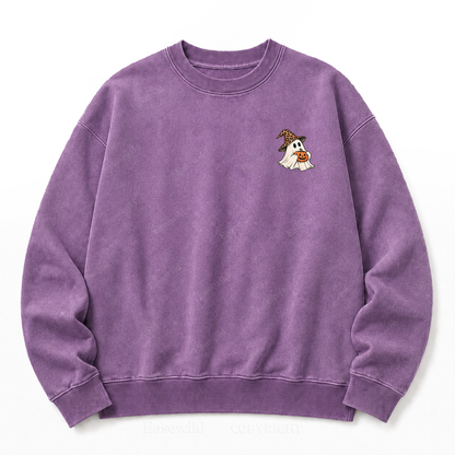 Just Here For The Boos Halloween Ghost Washed Sweatshirt