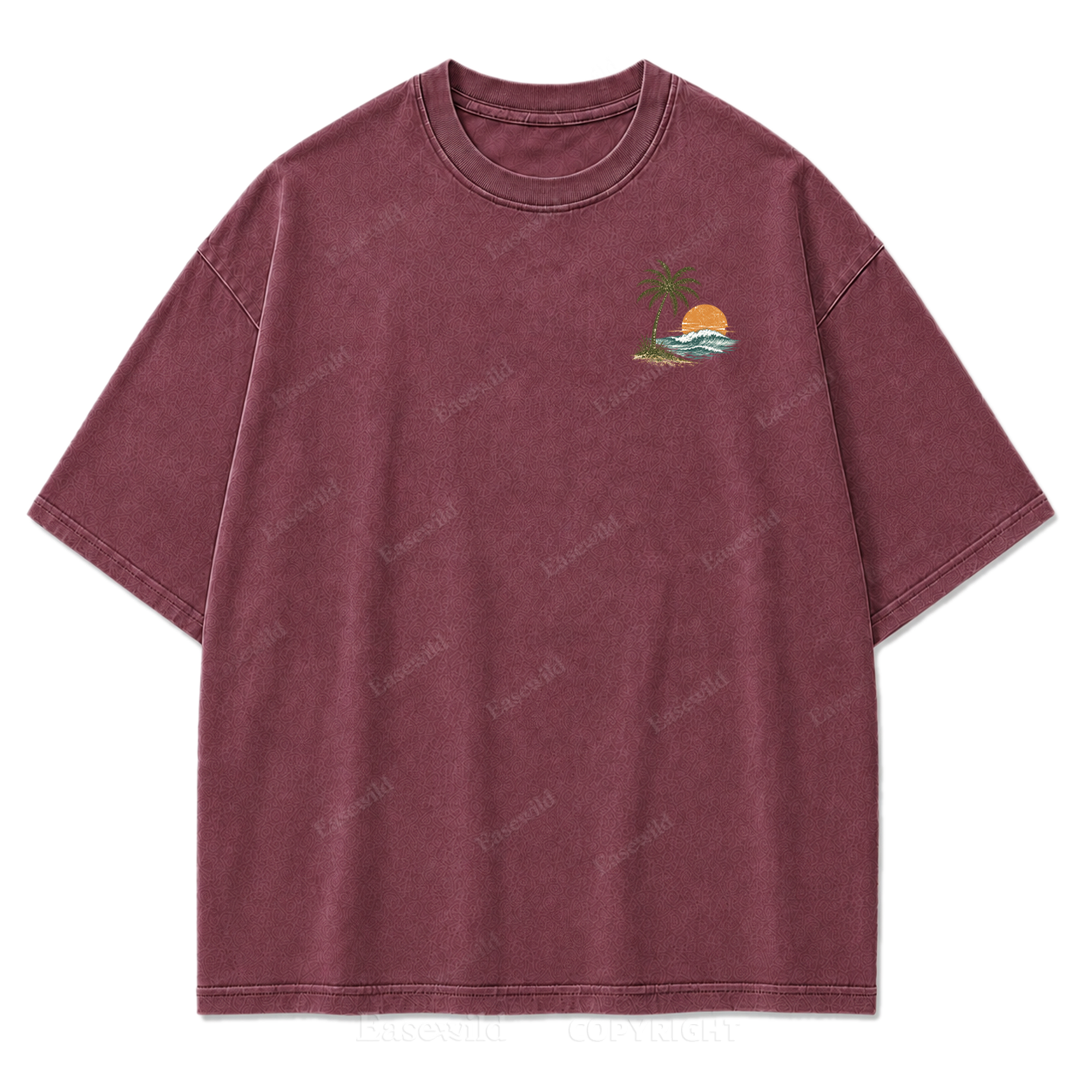 Salzige Luft und ruhige Tage Washed Print T-Shirt
