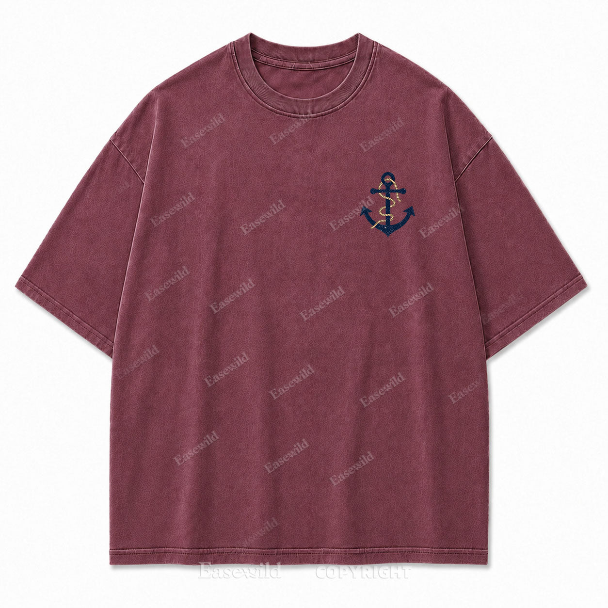 Hold Fast Stay True Nautical Anchor Washed Graphic Tee