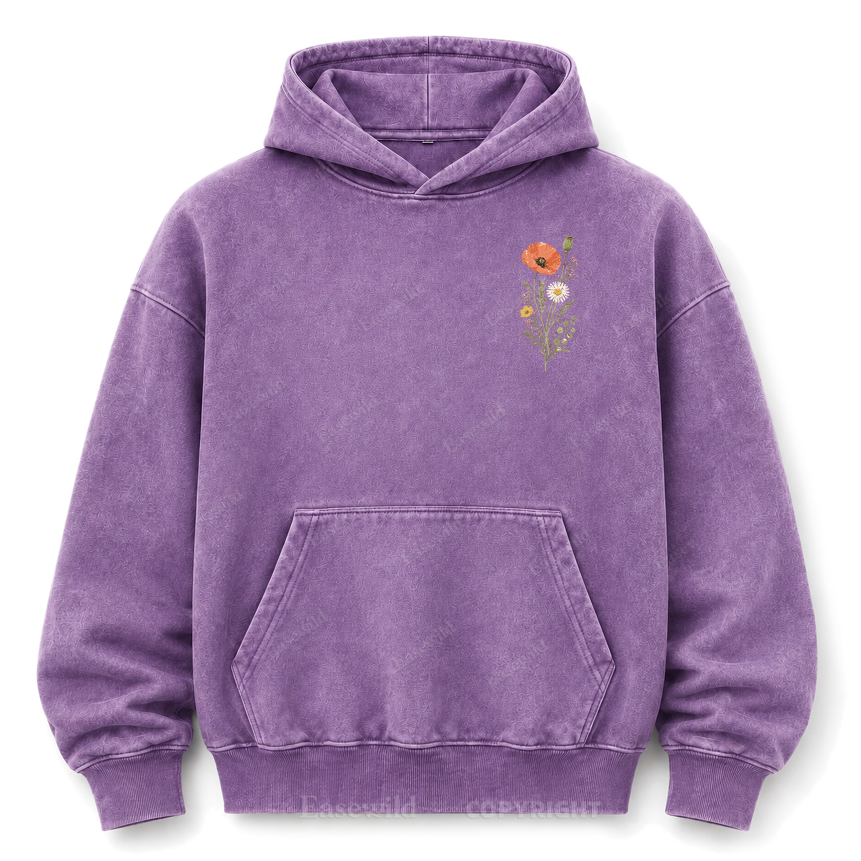 Wild Flower Minimal Floral Washed Graphic Hoodie