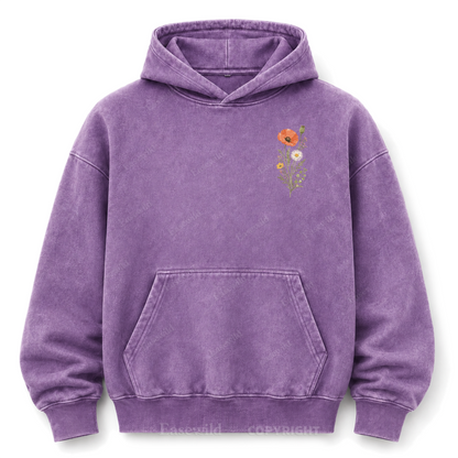 Wild Flower Minimal Floral Washed Graphic Hoodie