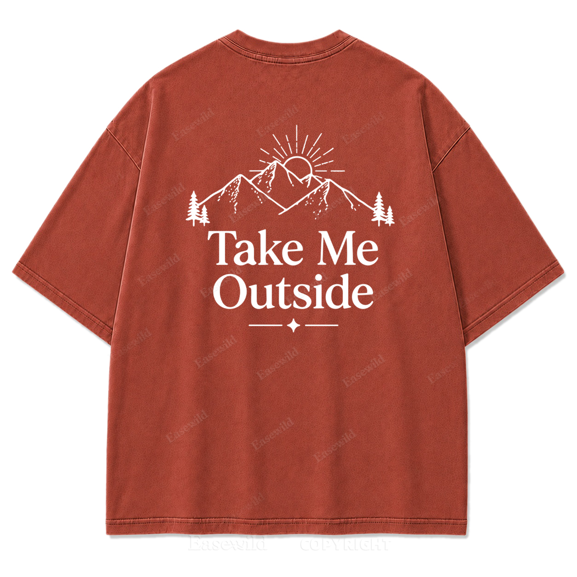 Take Me Outside Minimalist Mountain Washed Print Tee
