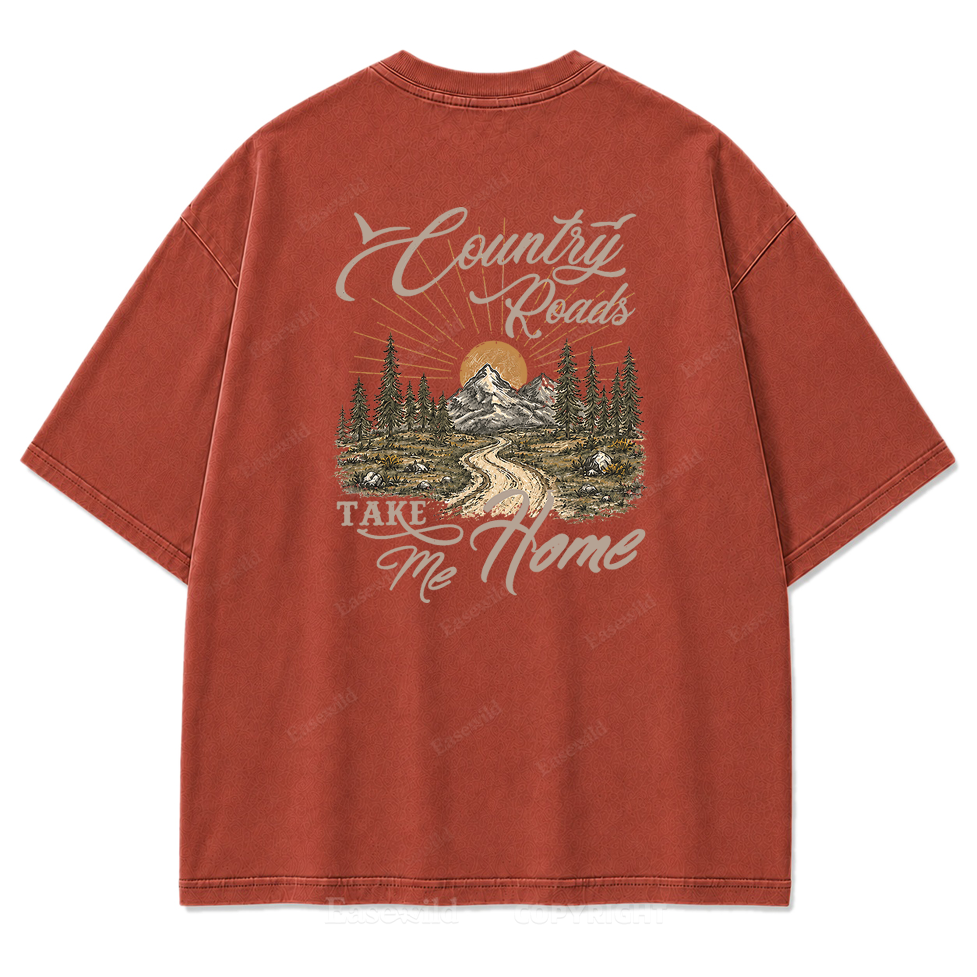 Country Roads Take Me Home T-Shirt mit Washed Print