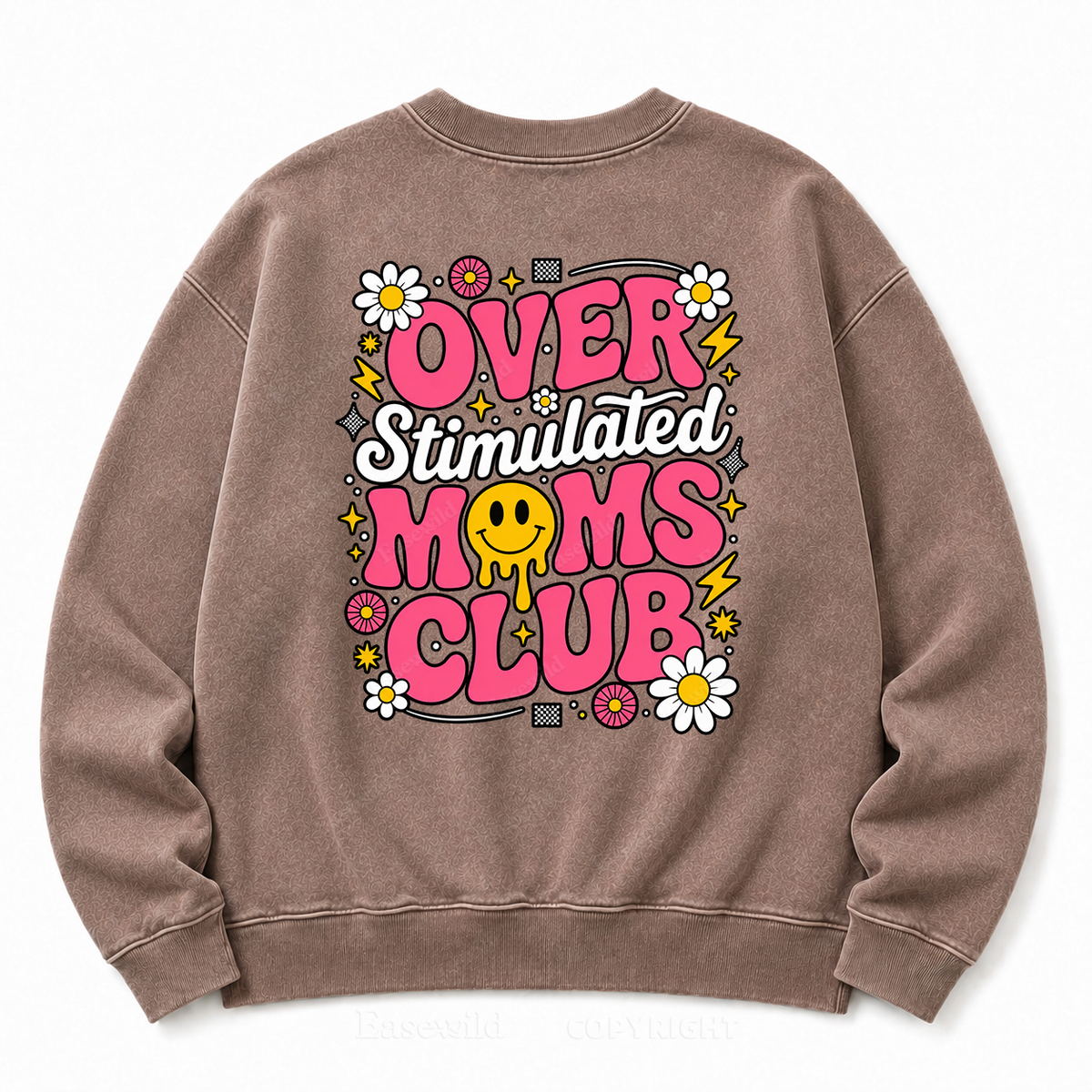 Overstimulated Moms Club Washed Graphic Sweatshirt