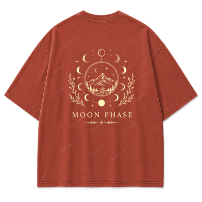 Moon Phase Mountain Washed Print Tee
