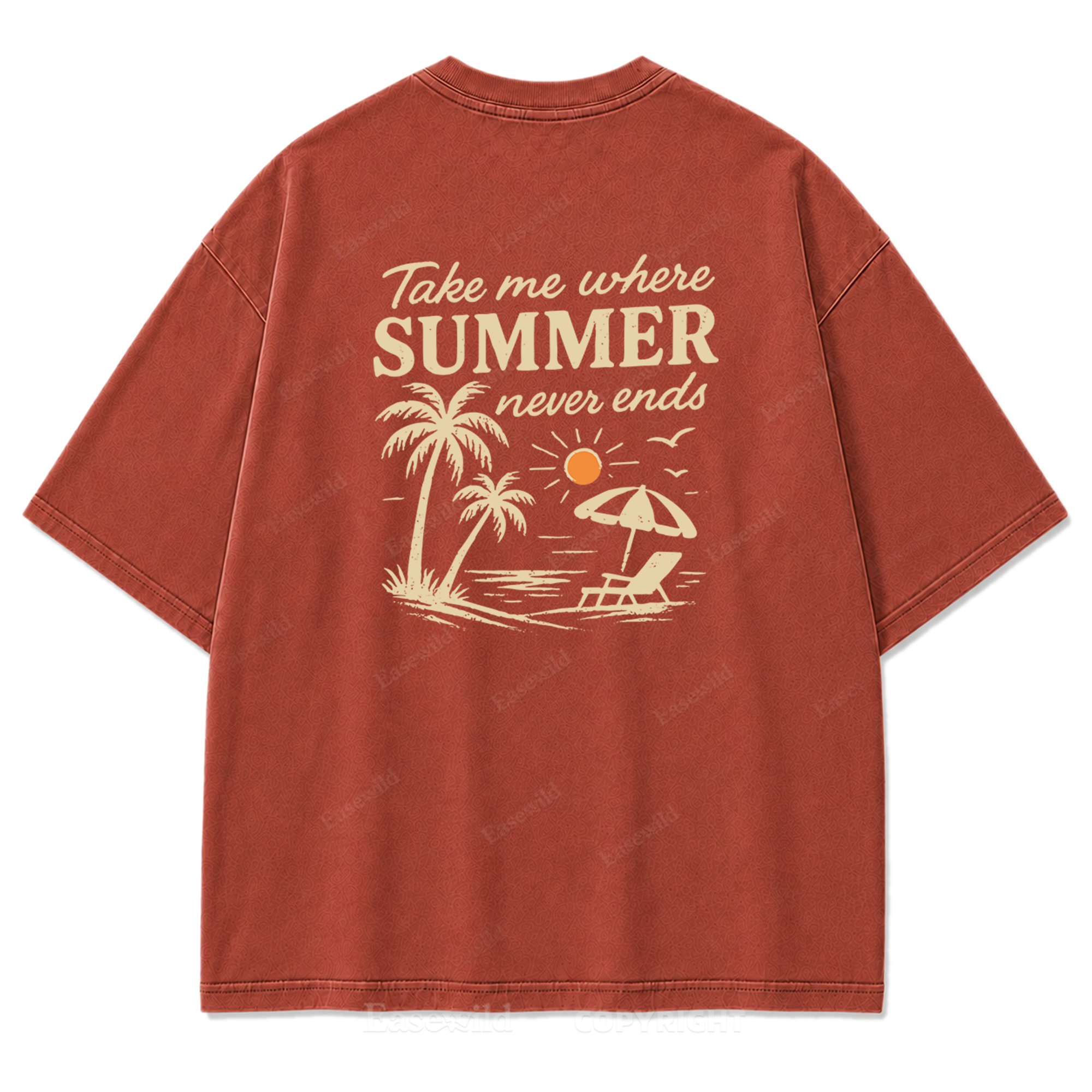 Summer Never Ends T-Shirt mit Strand-Print-Waschung
