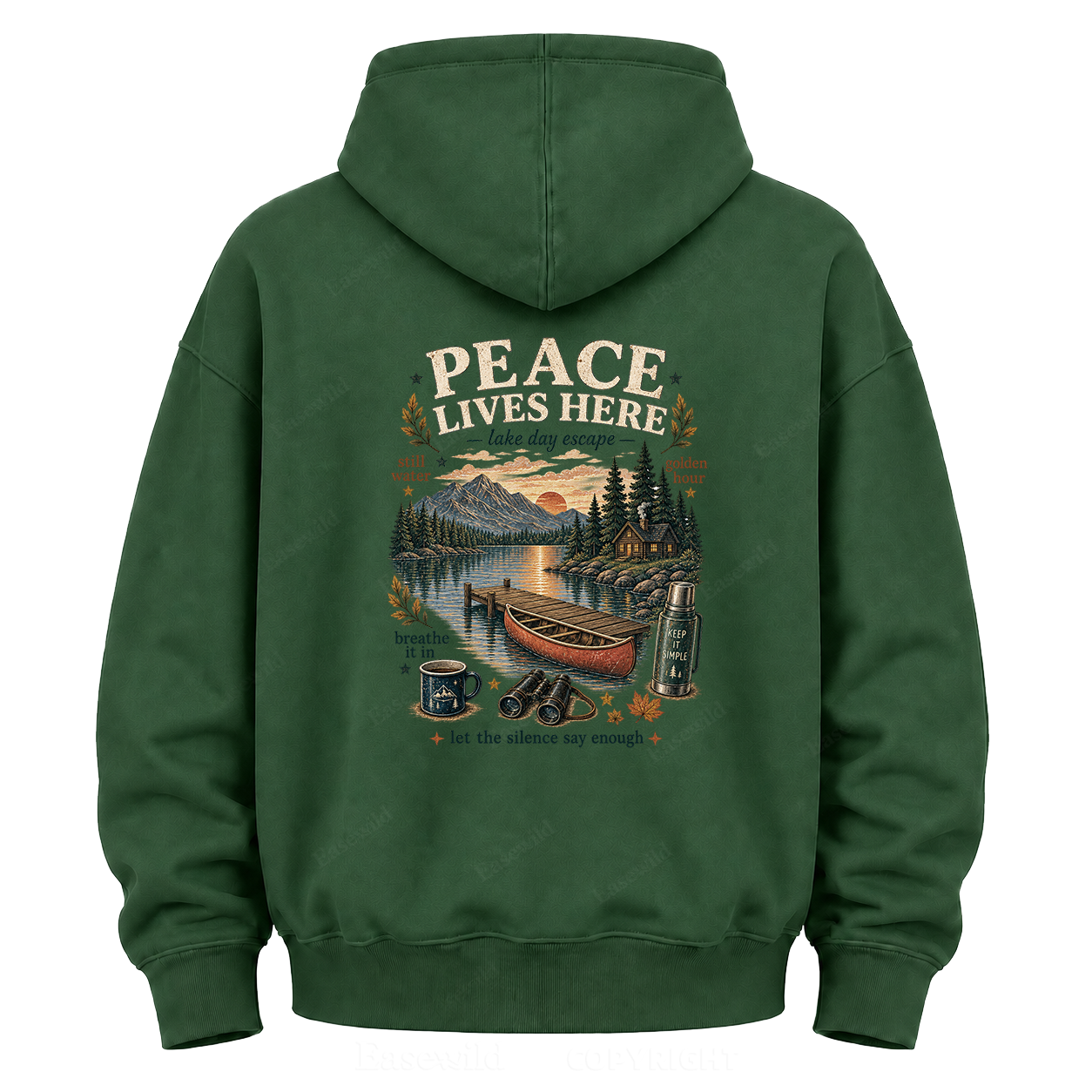 Peace Lives Here Lake Escape Graphic Hoodie